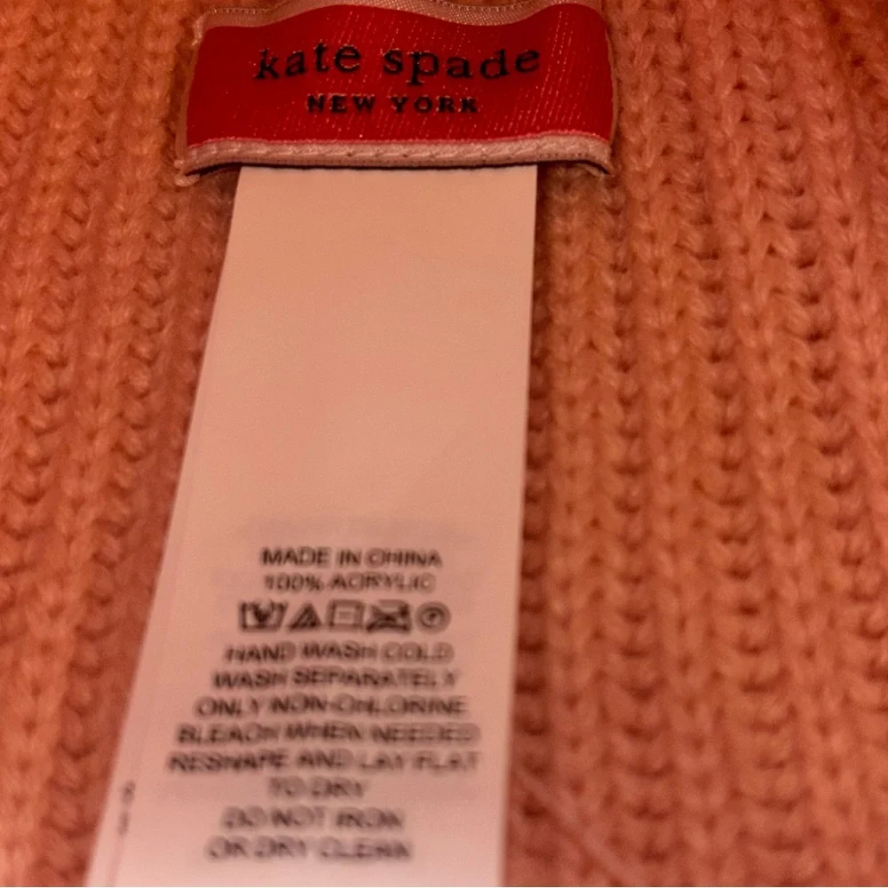 Kate Spade Hat Glove Set Half Bow Beanie and Gloves English Rose Pink One Size
